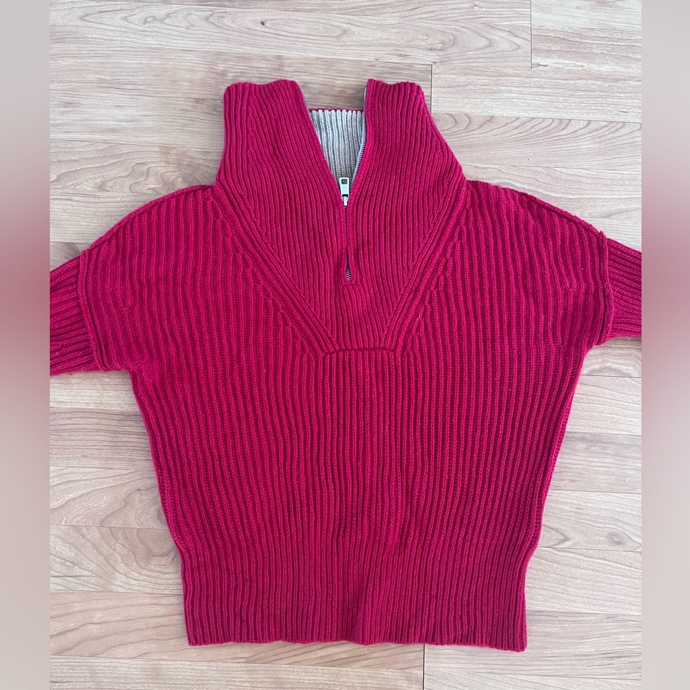 NWOT banana republic zip collar red sweater size petite xs